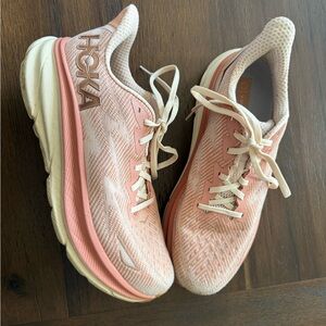 Hoka Women's Peach and Cream Athletic Shoes